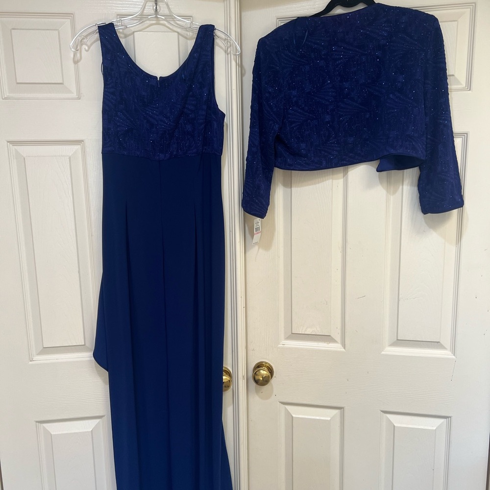 Alex Evenings 2 Piece Blue Empire Waist Bolero Dress Formal Dress Jackets Set 10 - Picture 9 of 13